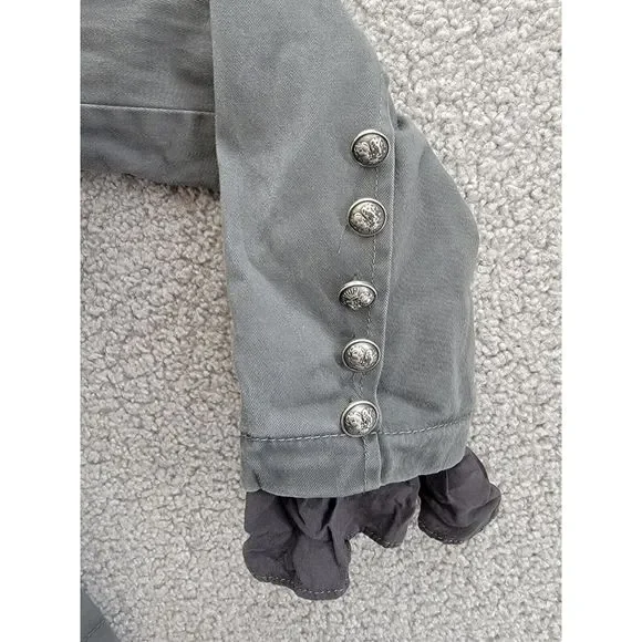 Free People Ruffles Romance Jacket Women's S Washed Black Flap Pockets Open L/S+ - Picture 10 of 15